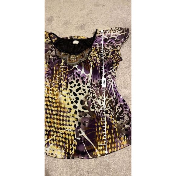 Y2K babydoll Animal Print abstract shirt.Sz LARGE - Picture 6 of 8